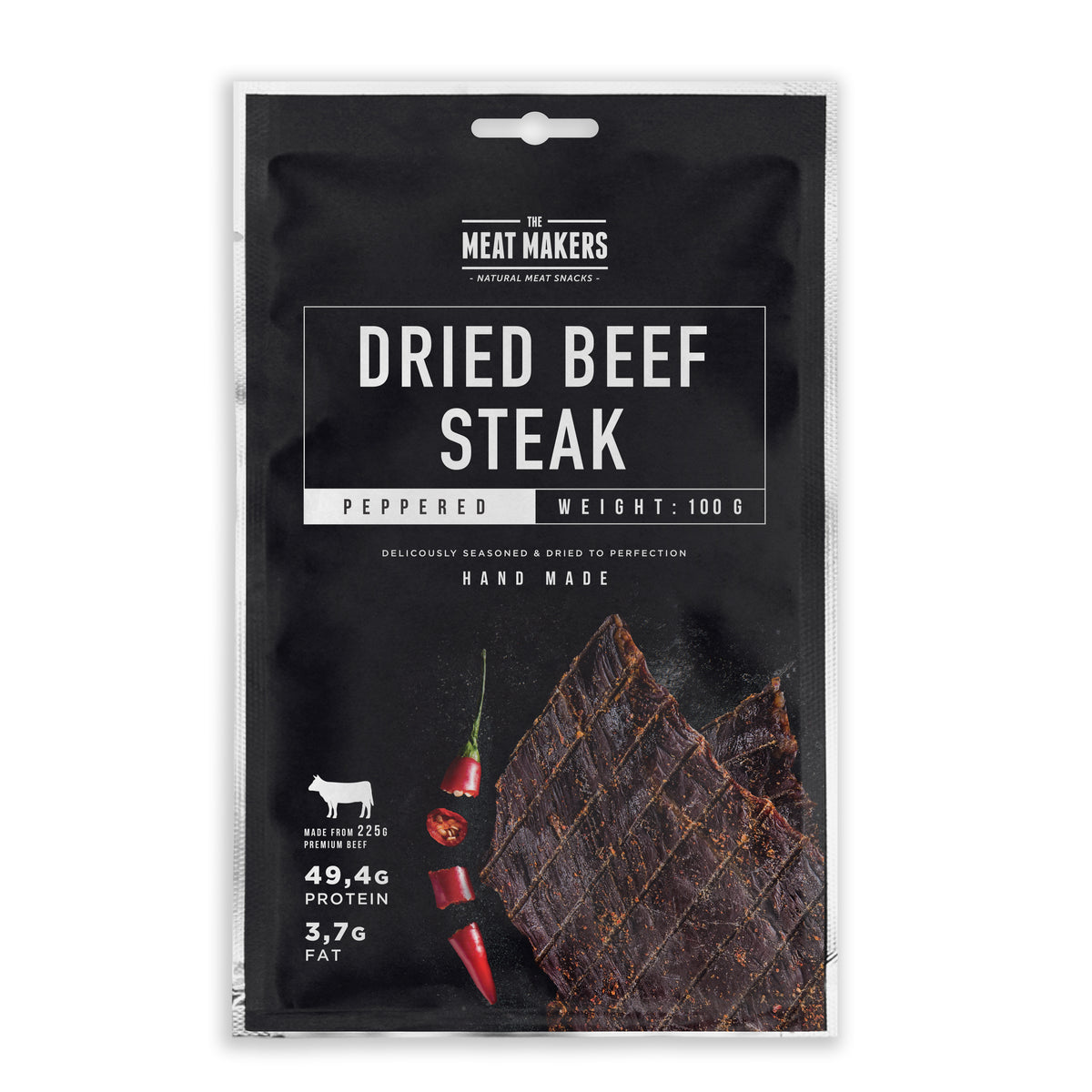 PEPPERED | DRIED BEEF STEAK 100G – The Meat Makers