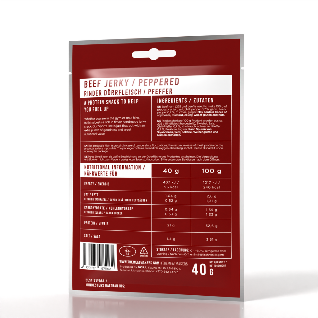 PEPPERED | SPORT BEEF JERKY 40G